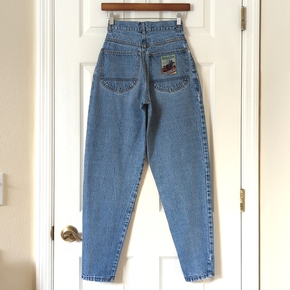 Bugle Boy 80's Vintage Medium Wash Pleated High Waisted Tapered Leg Mom Jeans 5 - Picture 4 of 15